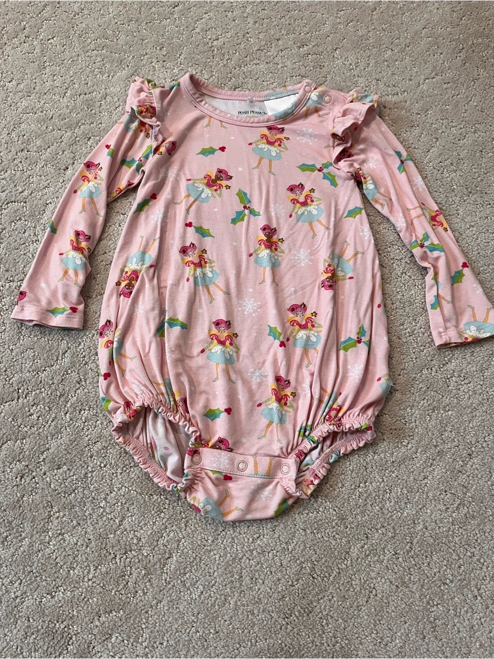 Posh Peanut x Glitterville Sugarplum Pixie Long Sleeve Bubble Romper 18-24 NWOT